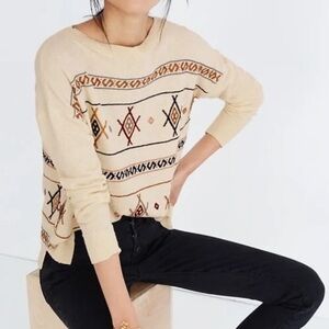 Geometric Patterned Cream Sweater
